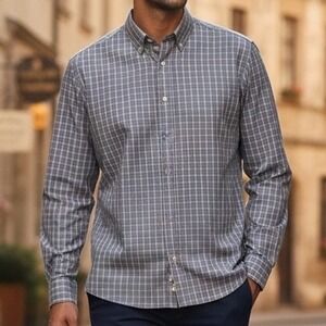 JOS A BANK RESERVE Mens Long Sleeve Button Down Shirt XL Plaid Cotton Casual